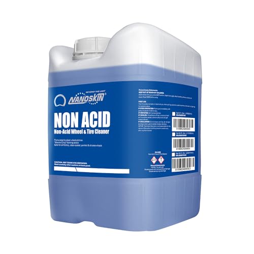 Nanoskin NON ACID Professional Wheel & Tire Cleaner 5 Gallons – Works with Tire Brush | Car Wash Wheel Cleaning Spray for Car Detailing | Removes Brake Dust, Oil, Dirt, Light Corrosion - size: 640 Fl Oz (Pack of 1)