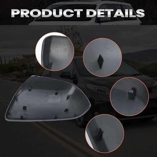Compatible with 2012-2020 Toyota Sienna Right Side Mirror Cover Cap, Blue Passenger Side Clip-on Mirror Cap Replacement Without Turn Signal Light Replaces for 87915-08021-J0 - color: Right Blue