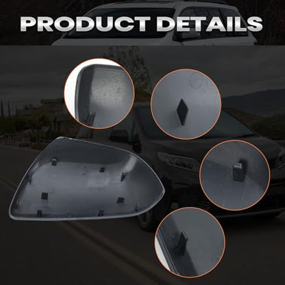 Compatible with 2012-2020 Toyota Sienna Right Side Mirror Cover Cap, Blue Passenger Side Clip-on Mirror Cap Replacement Without Turn Signal Light Replaces for 87915-08021-J0 - color: Right Blue