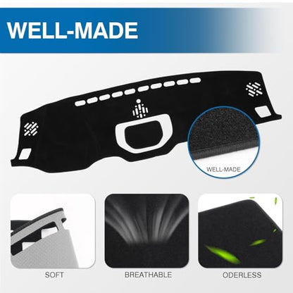 KUST Black Dash Cover for 2014-2021 Toyota Tundra Truck Non-Slip Dashboard Cover Polyester Interior for Tundra Accessories Custom Fit Dash Mat No Glare - size: Tundra 14-21(black)