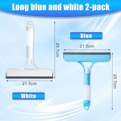 3 in 1 Window Cleaning Scraper, Cleaner Window Squeegee with Sprayer, Squeegee and Scrubber Spray Bottle Window Squeegee for Shower Glass,Mirrors,Car,Home,All-Purpose Window Cleaner Tool (Blue+White) - color: Blue+white