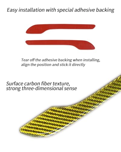 Carbon Fiber Door Handle Cover, Door Handle Protective Cover Decoration Compatible with Tesla Model Y/3 Accessories (2017-2025) Highland & Juniper Compatible (4 Pieces) (Yellow with drip) - style: Yellow with drip