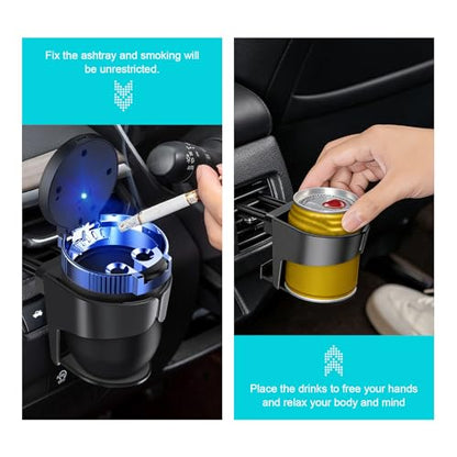 Car Cup Holder, Adjustable Car Cup Holder Expander for Air Vents, Multi-Function Auto Ashtray Mount Expander, Suitable for Vehicles with Horizontal Blade Vents (Black)