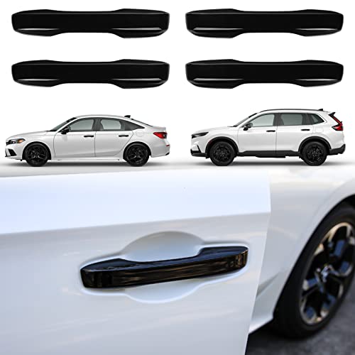 Thenice for 11th Gen Civic Door Handle Cover Snap-on No Tape Exterior Handle Protection Compatible with Honda Civic 2026 2025 2024 2023 2022 Accessories, Accord CR-V HR-V 2023-2026 -Piano Black - color: Black