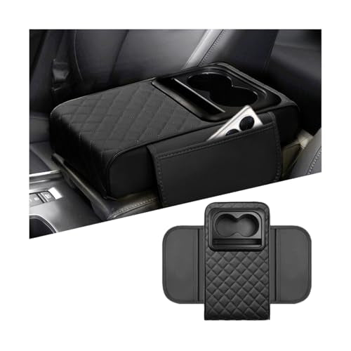 Mandark Car Center Console Armrest Pillow, Leather Memory Foam Auto Arm Rest Box Cover with Storage Bag, Waterproof Automotive Interior Elbow Protector Accessories, Universal Fit (Black) - color: Black, size: Style A