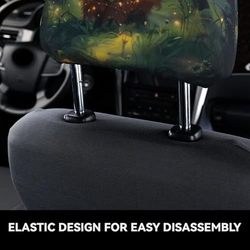 2 Pack Car Headrest Cover Cute Cow Cars Seat Head Rest Wrap Covers for Most Trucks, Vans, Sedans, SUV Lovely Animal Blue Automotive Interior Accessories - color: Cow