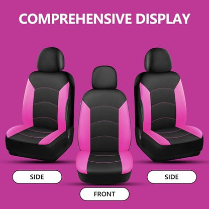 HChengkikz Car Seat Covers Front Seat, Waterproof Neoprene Car Seat Covers, Airbag Compatible, All Season Protection Universal Fit Most Cars, Trucks, SUVs (Black + Pink) - color: Black Pink, size: Two Front