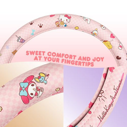 Hello Kitty and Friends Steering Wheel Cover, Universal Fit Cute Accessories for Women, Stylish Decor Gift Hello Accessories - Fits Standard Wheels 14.5"-15" - style: Hello Kitty and Friends Bakery