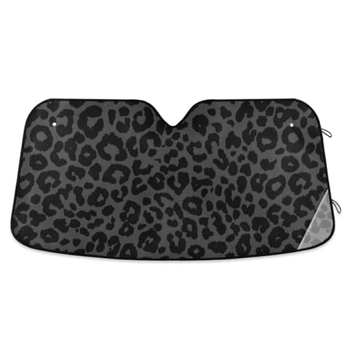 Windshield Sun Shade Dark Gray Leopard Cheetah Print Ram Front Window Block UV Shades Visor Reflective Retractable for Car SUV Trucks - color: B012