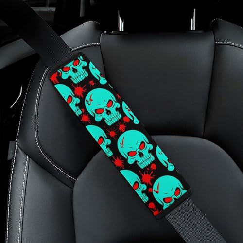 Women's Car Belt Covers, Halloween Cool Red Blood Zombie Skull Fashion Cushion Pad Car Shoulder Strap Harness Pad - color: Color847