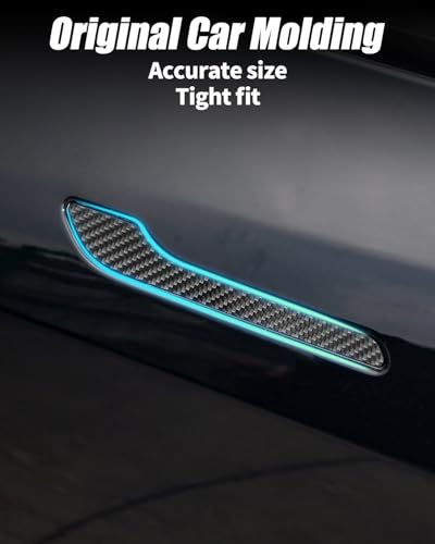 KKTR-CAR Door Handle Cover, Real Glossy Carbon Fiber Door Handle Trim Protector Set Compatible with Tesla Model y Model 3 2017-2025 Real Glossy Carbon Fiber (4 Pieces) - color: Real Glossy Carbon Fiber