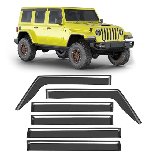6-pcs Low-Profile Window Rain Guard for Wrangler JL 2018-2026/Gladiator 2020-2026 Rain Guards Side Window Visors Extra-Thick Vent Visor Window Deflectors Tape-on Vent Shades Car Accessories - size: Fit for 2018-2025 Wrangler JL/2020-2025 Gladiator
