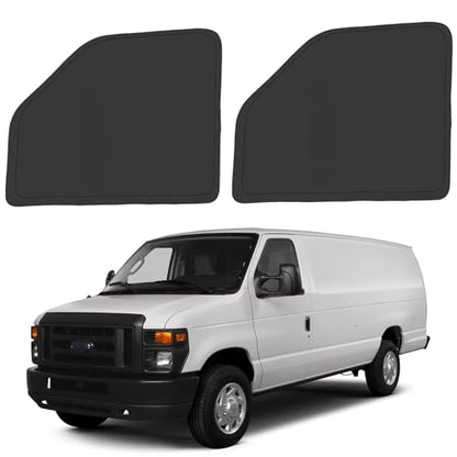 Front Side Window Sun Shade for 1992-2025 Fo-rd E-Series E-150 E-250 E-350 E-450 Van Motorhome, Foldable Window Sunshade Sun Visor Protector, Side Window Shades Sun Shield Blocks UV Rays Heat - size: Silver & Black-Fit Ford E-150 E-250 E-350 E-450
