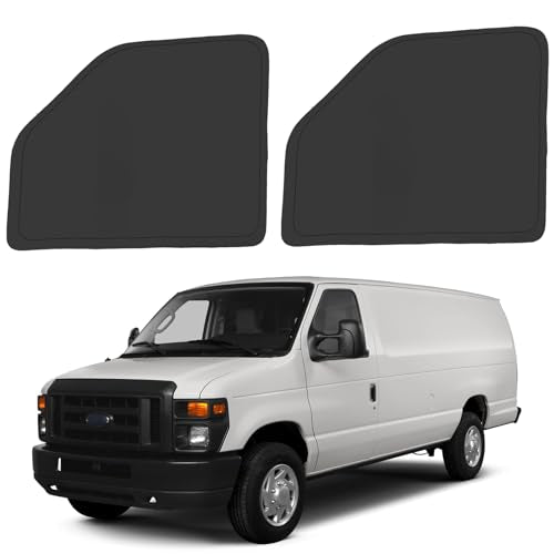 Front Side Window Sun Shade for 1992-2025 Fo-rd E-Series E-150 E-250 E-350 E-450 Van Motorhome, Foldable Window Sunshade Sun Visor Protector, Side Window Shades Sun Shield Blocks UV Rays Heat - size: Silver & Black-Fit Ford E-150 E-250 E-350 E-450