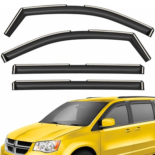 Extra Durable Window Deflectors in-Channel Window Visors Rain Guards Fit for Dodge Grand Caravan 2008-2020, Sun Visors, Wind Vent for Shades, Exterior Car Accessories - 4pcs. AG0505 - color: For Dodge Grand Caravan 08-20