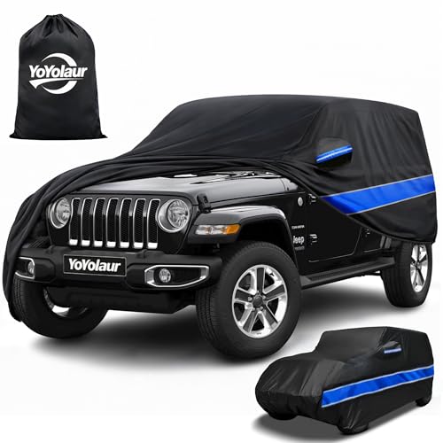 10-Layer Car Cover Compatible with Jeep Wrangler Cover Waterproof 4 Door All Weather,Sun Rain UV Dust Snow Protection,Full Exterior Car Cover with Door Zipper and Cotton Lining,Fit for CJ YJ TJ JK JL - size: Custom Fit for Jeep Wrangler 4 Door