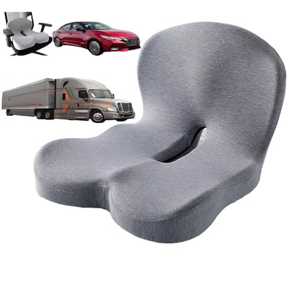 Memory Foam L-Shaped Integrated Seat Cushion for Office Chair, Truck&Car Ergonomic Driver Seat Cushion for Back, Lower Back & Tailbone Support for Truck Driver&Long Driving (Grey)