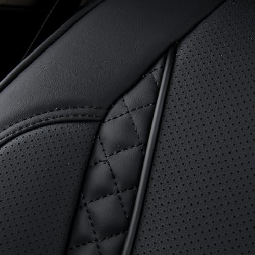 Coverado Car Seat Cover Full Set, Black Seat Covers Front Seats Back Seat Covers, Nappa Leather Waterproof, Car Seat Cushion, Car Seat Protector Universal Fit Most Cars - color: Z-Black, size: Fullset