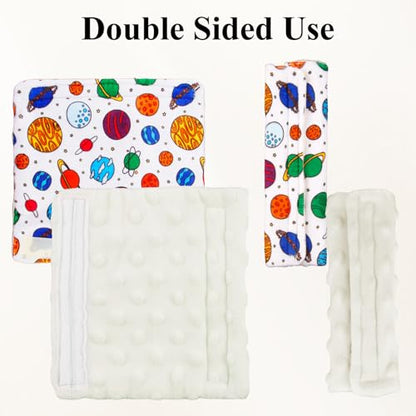 2-Pack Car Seat Strap Covers, Infant Seatbelt Covers, Velvety Soft Double-Sided Use Car Seat Shoulder Strap Pads for Infant Toddler, White Planet Design - color: White Planet