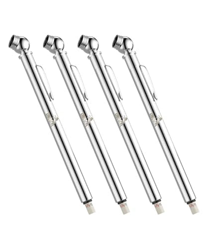 UNCO-Pencil Tire Gauge, 4 Pack, 10-75 PSI - Car Tire Air Gauge for Tires - color: Silver, size: 4 Pack, 10-75 Psi