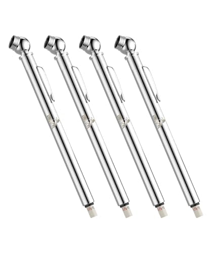 UNCO-Pencil Tire Gauge, 4 Pack, 10-75 PSI - Car Tire Air Gauge for Tires - color: Silver, size: 4 Pack, 10-75 Psi