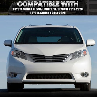 Compatible with 2012-2020 Toyota Sienna Right Side Mirror Cover Cap, White Passenger Side Clip-on Mirror Cap Replacement Without Turn Signal Light Replaces for 87915-08021-A0 - color: Right White