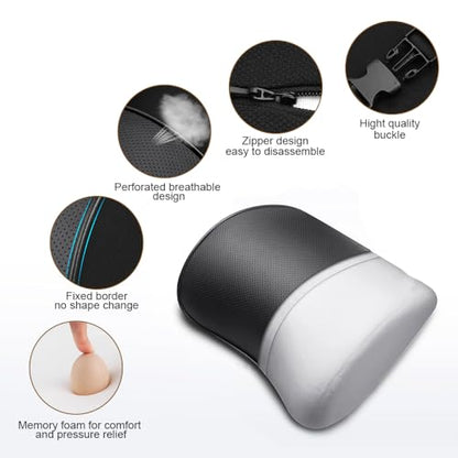 2 Pack Car Leather Neck Pillow, Neck Rest Cushion， Memory Foam and Breathable Removable Cover, Stress-reducing, Anti-Fatigue (Black 2 Pack)