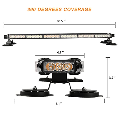 ASPL 38.5" 78 LED Strobe Light Bar Double Side Flashing High Intensity Emergency Warning Flash Strobe Light with Magnetic Base for Safety Construction Vehicles Tow Trucks Pickup (Green/White) - color: Green/White