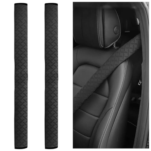 2PCS Car Seatbelt Cover, Soft Leather Vehicle Safety Seat Belt Cushion, 19.7 Inch Comfortable Auto Shoulder Neck Chest Protection Pads Accessories, Universal for Most Cars (Black) - color: Black/19 inches