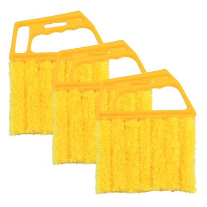 3PCS Blind Cleaner Duster Tool, 7 Fingers Microfiber Handheld Shutter Cleaning Brush for Car Air Conditioner, Detachable Auto Air Vent Dusting Cleaner, Universal for Most Vehicles (Yellow) - color: Yellow