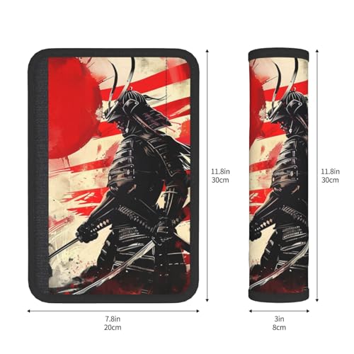 Seat Belt Cover Pads Japanese Flag Samurai Car Seat Belt Covers for Women Men Adults Kids Soft Comfortable Auto Seatbelt Cushion Shoulder Strap Pad Handle Wraps, 1 Pair - color: Japanese Flag Samurai
