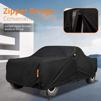Car Cover Waterproof All-Weather,Outdoor Full Exterior Automobiles Truck(Length up to 210 inch) with Windshield Sun Shade Universal Fit Nissan Frontier,Ford F100,Chevy C10 S10 etc - size: Fit Truck up to 210 inch(PK-M)