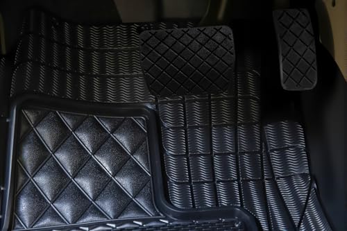 Universal Trim-to-Fit Car Floor Mats for Cars Trucks SUVs Rubber Non-Slip Waterproof All Weather Protection Floor Liner-Black - color: Black