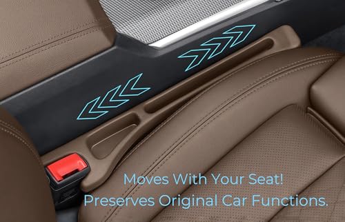 EnzeroTools Car Seat Gap Filler, 2-Pack No-Drop Seat Side Gap Seam Filler Organizer with Phone Holder, Universal Fit Fill The Gap Between Seat & Console, Perfect for Car, SUV, Truck - color: Brown