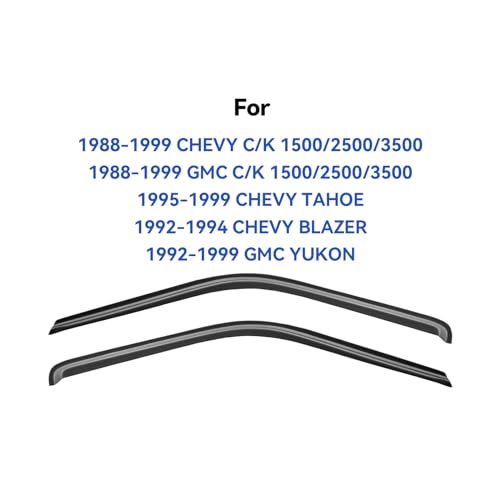 Window Visors Rain Guards for 1988-1999 Chevy/GMC C/K 1500/2500/3500 Standard Cab, Out-Channel Window Vent Wind Deflectors Visors Shades for 1995-1999 Tahoe, 1992-1994 Blazer Regular Cab, 2pcs - size: 1995-1999 Tahoe/Yukon Standard