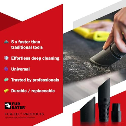 Pet Hair Removal Vacuum Attachment V1.0 for Car Detailing with 6 Replaceable Rubber Brush Heads, No Clog Airflow, Fits 1 1/4 and 1 3/8 in Hoses, 32mm 35mm - color: Refill x2, Fang, Adapter
