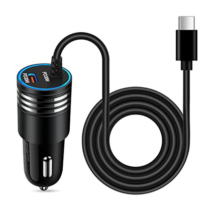 60W Super Fast Charging Android Car Charger Type C Rapid Samsung Car Charger with 3ft Built-in USB C Cable for Samsung Galaxy S26 S25 Edge S24 Ultra S23 S22 S21 A17 A56 A36 A16 A35 A15 A54 A14 A53 A23 - style: Straight Cable