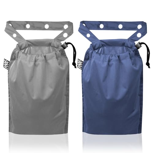 2 Pack Leakproof Car Trash Bags Detachable Waterproof Garbage Bags with Drawstring Hanging Organizer for Back Seat & Travel Grey & Navy - color: Grey & Navy