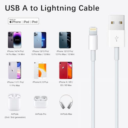 Abysssea 10FT iPhone Charger Lightning Cable, USB A to Lightning Fast Charging Cable for iPhone 14, 14 pro max,13 Plus,SE 2nd/12/11/Xs/XR, iPad 4/5/6/7/8, Mini 2/3/4/5, Air 2/3 Carplay Charging Cord - size: 10FT