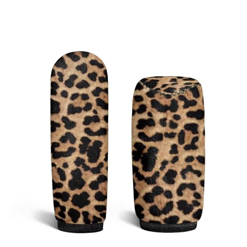 Handbrake and Gear Shift Knob Cover 2 Piece Automobile Hand Brake Cover Car Interior Accessories - color: Leopard Print