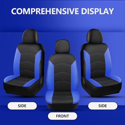 HChengkikz Car Seat Covers Front Seat, Waterproof Neopren Seat Covers, Airbag Compatible Seat Covers, All Season Protection Universal Fit Most Cars, Trucks, SUVs (Black + Blue) - color: Black Blue, size: Two Front
