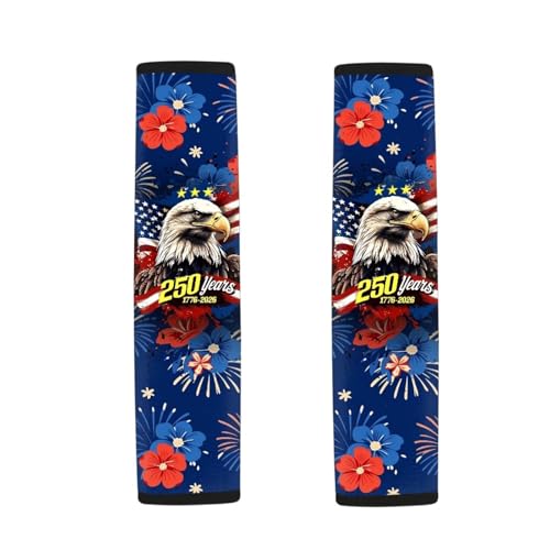 USA 250th Eagle 2 Pack Car Seat Belt Pad Cover Thickened Car Safety Seat Belt Strap Shoulder Pad Fashion Auto Interior Universal Fit Most Cars Women Men - color: USA 250th Eagle
