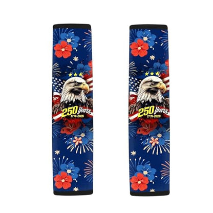 USA 250th Eagle 2 Pack Car Seat Belt Pad Cover Thickened Car Safety Seat Belt Strap Shoulder Pad Fashion Auto Interior Universal Fit Most Cars Women Men - color: USA 250th Eagle