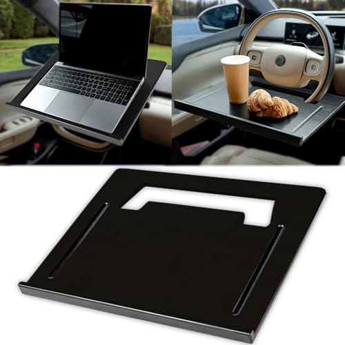 Essential Steering Wheel Tray - Car Table for Meal, Multipurpose Steering Wheel Table for Travelers, Table and Laptop Holder, Laptop Tray for Work - color: Matte Black, size: Large (18”x14”)