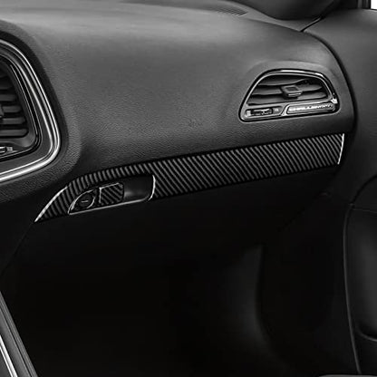 Car Copilot Glove Box Decals for 2011-2023 Chrysler 300 / 300C / 300S / Limited/Touring/Base Accessories Carbon Fiber Interior Stickers - color: Copilot Handle Box