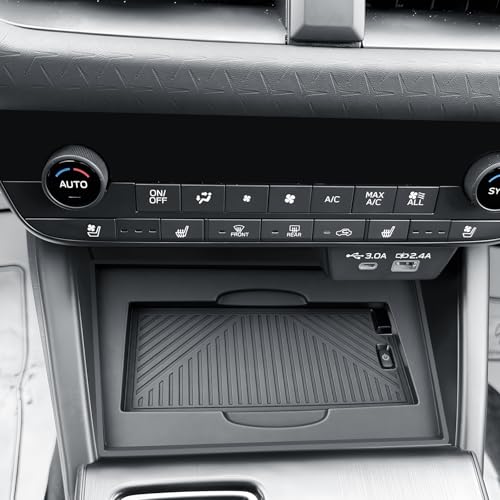 BIBIBO 2026 Outback Center Console Organizer for 2026 Subaru Outback(Premium,Limited,Touring,Wilderness,Limited XT,Touring XT) Insert Silicone Wireless Charging Mat - color: Black- Wireless Charging Mat