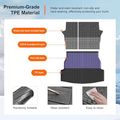 powoq Cargo Mat Compatible with 2019-2025 Toyota RAV4 Backrest Mat Cargo Liner Trunk Mat Back Seat Protector Replacement for 2019-2024 2025 Toyota RAV4 Accessories (Trunk Mat+Backrest Mats) - size: Compatible with Toyota RAV4 | 2019-2025