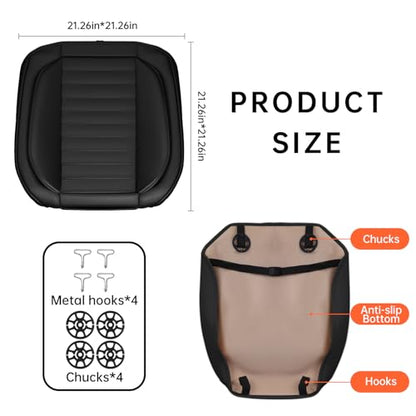 2 Pack Car Bottom Seat Cover, Luxury Leather Front Seat Covers, Breathable and Waterproof Automotive Bottom Seat Covers, Universal Anti-Slip Seat Covers Fit for Most Vehicles (Black, 2 PCS) - color: Black-2 PCS