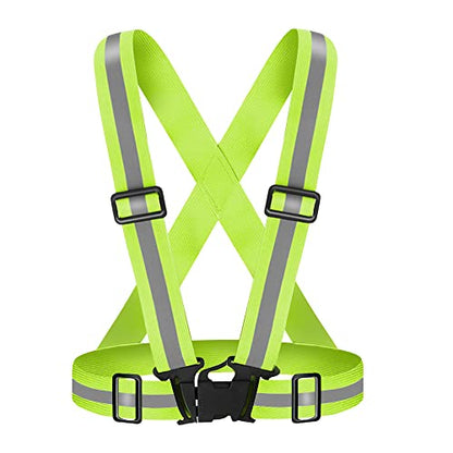 High Visibility Reflective Vest Safety Vest Running Reflective Gear Adjustable Reflective Vest for Walking,Jogging,Hiking,Night Cycling - color: Fluorescent Yellow