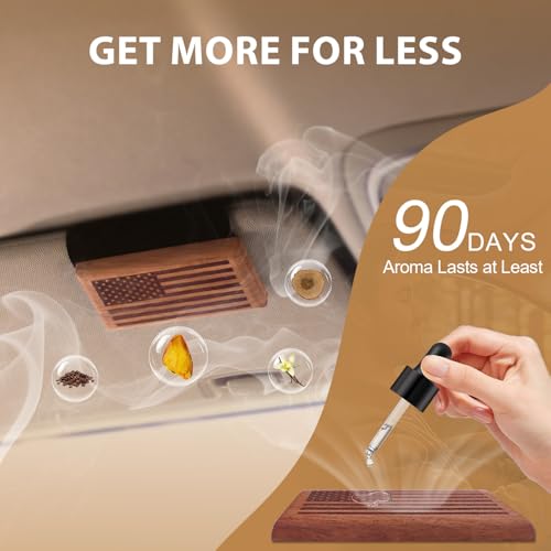 AirPurelle Car Air Freshener with Metal Clip Wood Air Freshener, 90 Days Long Lasting Spicy Sandalwood Scent, Includes 2x 8ML Refills, 0.54 FL OZ, Made in USA, Car Auto Accessories - size: 0.54 Ounce (Pack of 1)
